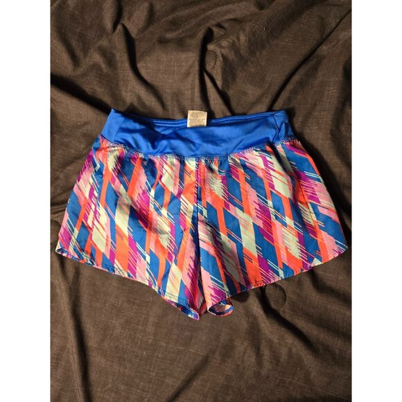 Girls Size 7/8 Medium Blue Pattern Lined Running Shorts Athletic Works - Picture 1 of 2